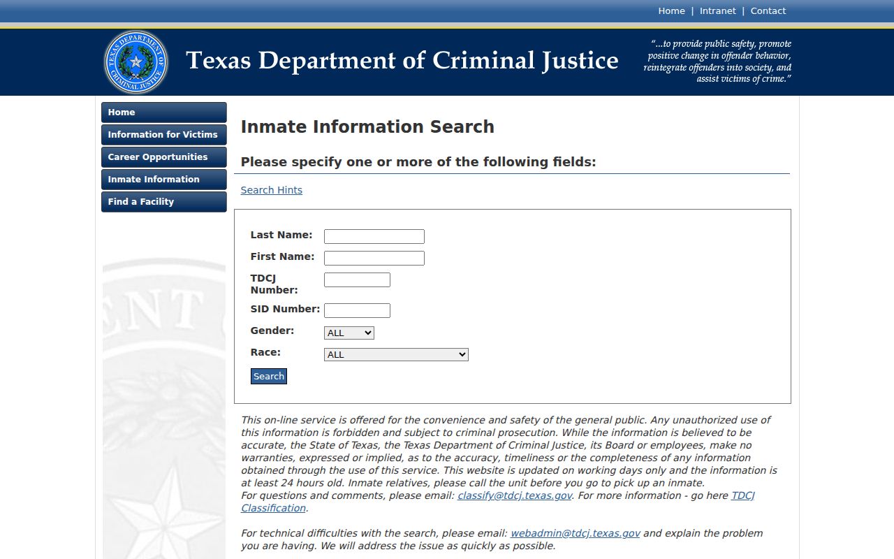 Matagorda County arrest history follow-up through TDCJ inmate search