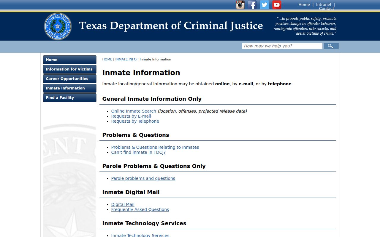 Matagorda County arrest custody follow-up through TDCJ offender information