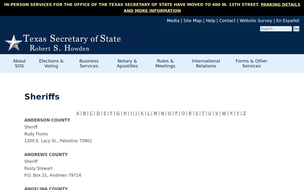 Matagorda County arrest records sheriff directory listing