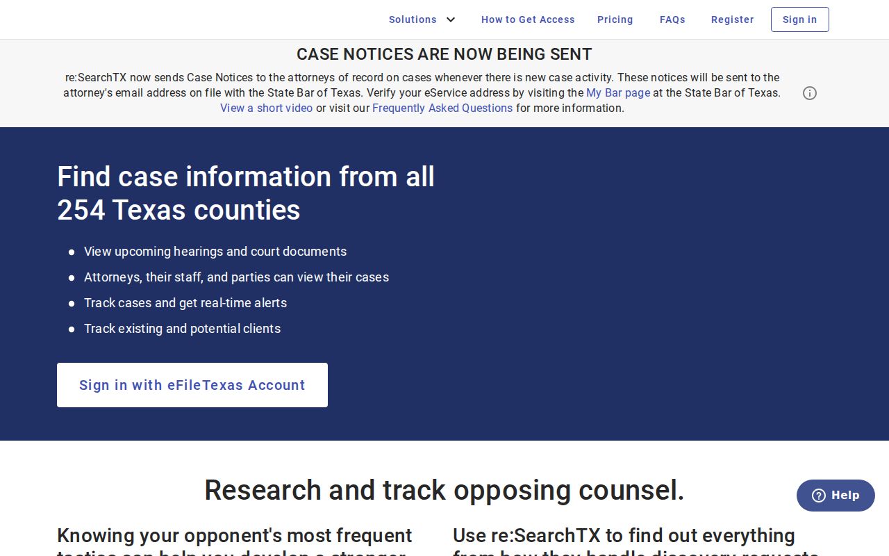 Matagorda County criminal case access through the re:SearchTX login