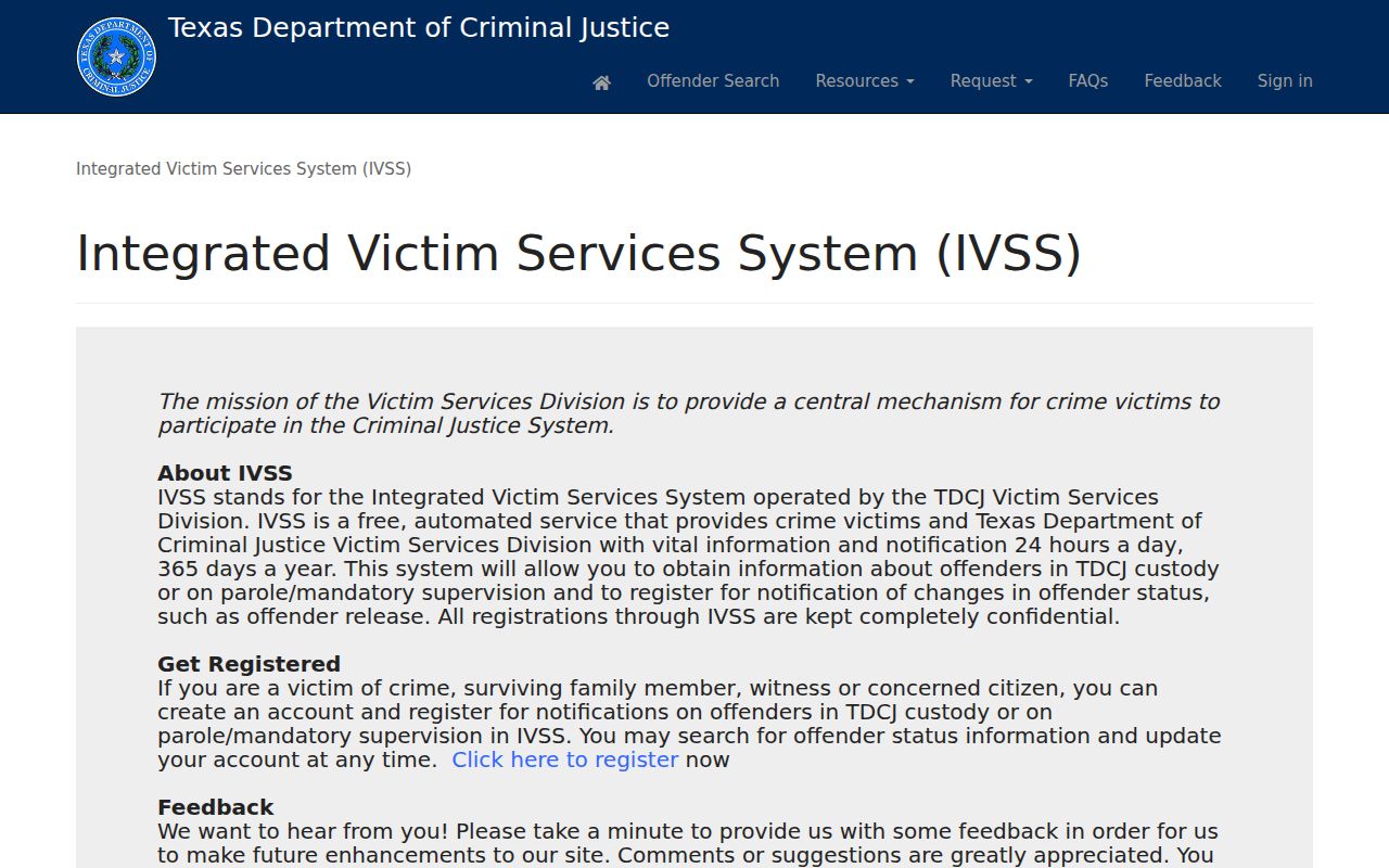 Matagorda County criminal custody and parole notification